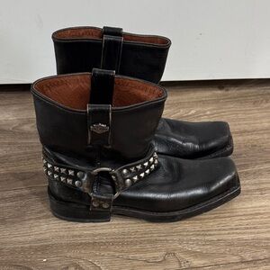 Harley-Davidson Black Leather Studded Boots
